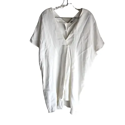 Zara Women's Tunic Blouse Size M White V-Neck Oversized 100% Viscose • $38.66