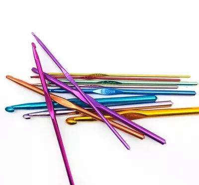 £1.99 • Buy Crochet Hooks Multicoloured Metal Sizes 2mm To 10mm Craft Knitting Yarn Needles