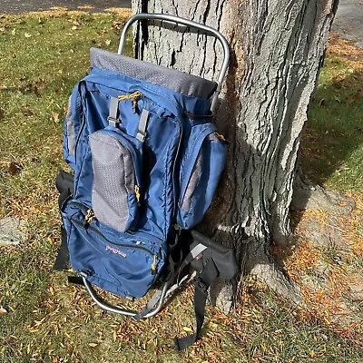 Vintage JanSport Spruce Blue Rainier External Frame Hiking Backpack Tall • $19