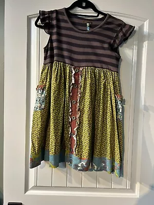 Matilda Jane You And Me Buttercup Maggie Dress Size 12 Brown Striped HTF • $10