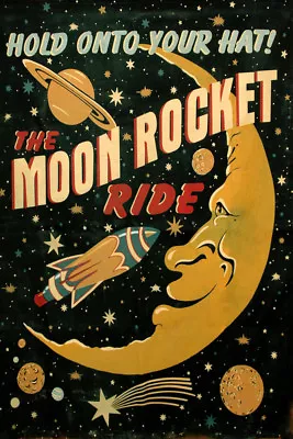 Space Moon Saturn Comet Rocket Spaceship Travel Vintage Poster Repro FREE SHIP • $17.90