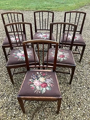 £225 • Buy Set Of Six 19 Century Mahogany Georgian Dining Chairs Needlepoint Seats