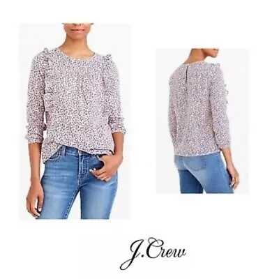 J. Crew Womens Top Size 6 Floral Print Ruffle Long Sleeve J6910 • $42.72