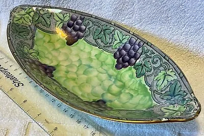 £4.99 • Buy Maling Ware Green Lustre  Purple Grape Pattern. Oval Dish. 1930’s?.