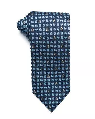 Dunhill London $215 New Navy Blue Animal Print Silk Tie 3.2” Made In Italy • $41.21