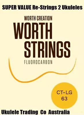 $32.95 • Buy CT-LG Worth Clear Low G Tenor Ukulele Strings Fluorocarbon 2 Restrings Per Packe