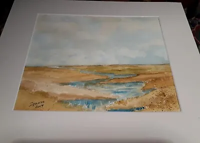 Marshland Original Watercolor Hand Painted Artist Signed DeWese Matted 2009 • $22.99