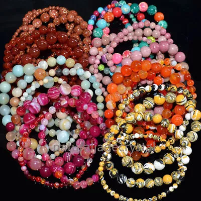 4-10mm Handmade Healing Natural Gemstone Round Bead Stretch Bracelet AAA • $2.26