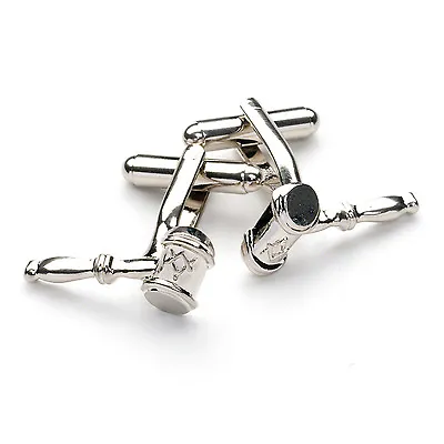 New Silver Masonic Gavel Shape Cufflinks With Sq & Compass • £15.59