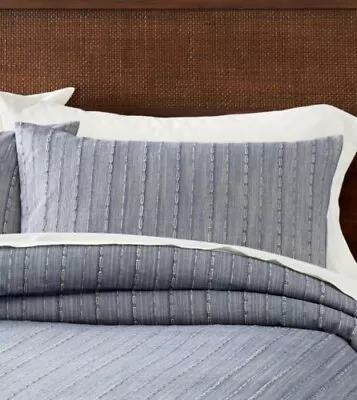 Hearth & Hand With Magnolia Washed Loop Stripe Blue Pillow Sham Cotton New • $14.99