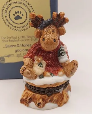 1999 Boyd’s Bears Christmas Moose Trinket Jewelry Treasure Box W/Baby • $17.99