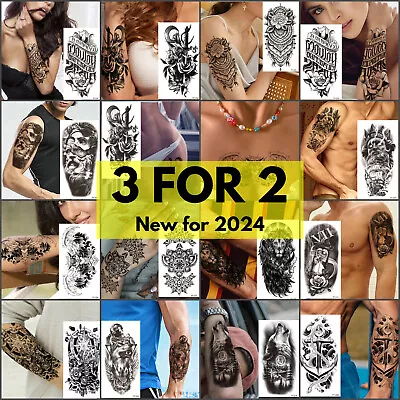 NEW FOR 2024 Temporary Tattoos Waterproof Sticker Fake Arm Body Sleeve Women Men • £2.99