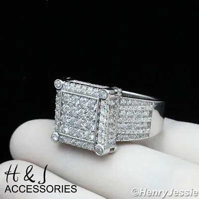 Men Women 925 Sterling Silver Icy Bling Cz Square Ring*asr114 • $44.99