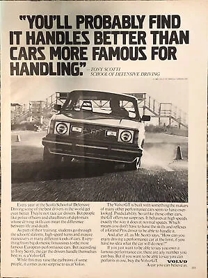 PRINT AD 1980 Volvo GT Tony Scotti School Defensive Driving - Car You Believe In • $7.77