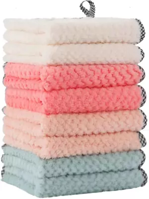 Cleaning Cloths Microfiber Reusable Rags Soft Absorbent Dish Rag Hanging Kitc • $14.99