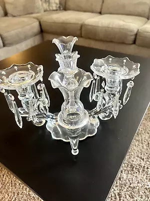 $88.89 • Buy Vintage Cambridge Glass Candelabra W/ Bobeches Crystals Epergne Arm Vases BEAUTY