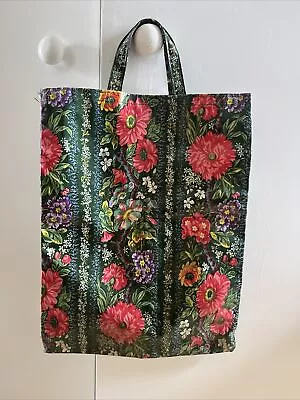 Vintage 1970s PVC Oilcloth Shopper Bag/tote Botanical Floral • £10