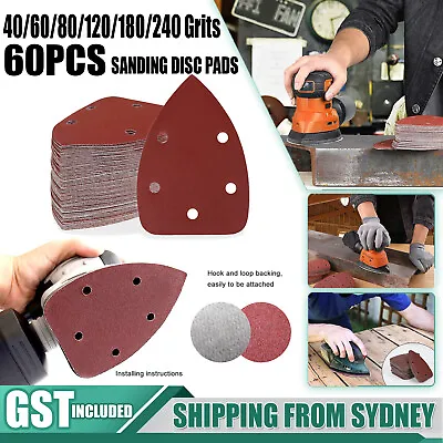 $19.87 • Buy 60X Mouse Sanding Pads Detail Sander Sandpaper Sanding Paper Sheets 40-240 Grits