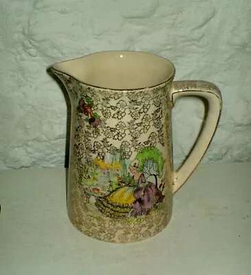 VTG  WINTERTONS LONGTON  GOLD CHINTZ CRINOLINE LADY 1.1/2 Pint MILK CUSTARD JUG  • £8.99