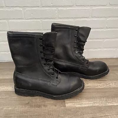 VTG Vibram Black Leather Lace Up Quilt Lined Military Combat Ankle Boots Mens 12 • $49.99