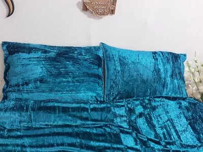 Velvet Duvet Cover In Teal Blue Qulit Bedding Duvet Cover Set With 2 Pillow Case • $166.73