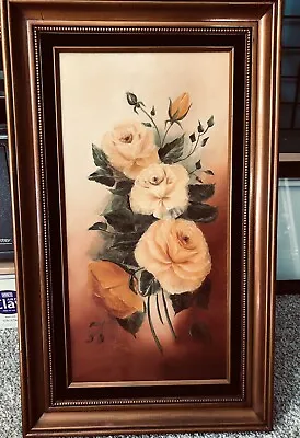 Vintage Yellow Roses-Original Signed Oil On Canvas-w/Original Frame • $20