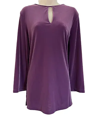 Marks And Spencer Purple Velour Top - Size 16 - Velvet Long Tunic Blouse BNWT  • £11.95