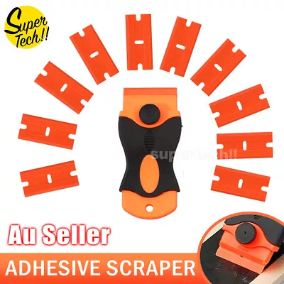 $17.35 • Buy Plastic Razor Blade Paint Glue Adhesive Scraper & 10-100Pcs Blades Cleaner Tools
