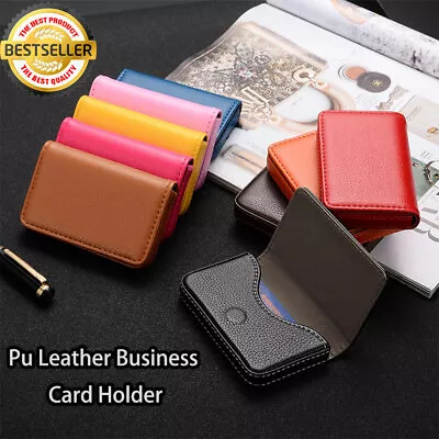 Pocket PU Leather Business Credit Card Name ID Card Holder Case Wallet Box UK • £5.63