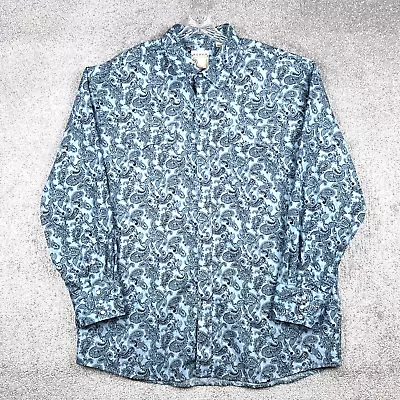 Roper Western Shirt Mens XXL Regular Blue Pearl Snap Paisley Print Button Up • $28.04