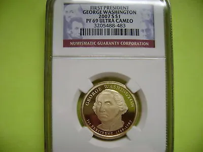 $14.95 • Buy 2007-s George Washington Ngc Pf69 Ultra Cameo Dollar Proof Coin