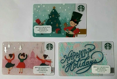 Starbucks Korea 2018 Holiday Ballerina + Wreath + Nutcracker  3 Card Collection • $23.72