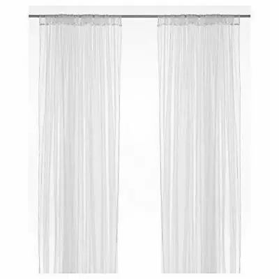 Ikea LILL One Pair Of Long Sheer Floaty Net Curtains White 280x250cm • £9.90