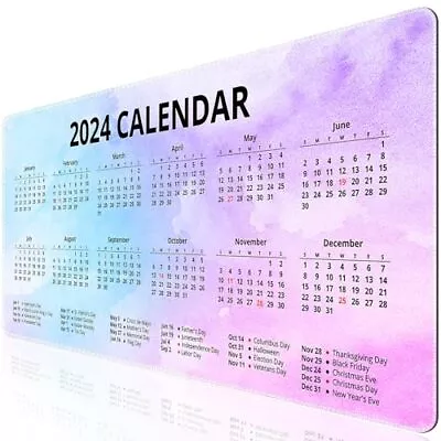 ICasso 2024 Mouse Pad Calendar With Holidays Large Gaming Mousepad • $19.99