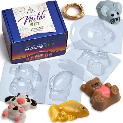 Clear Plastic Molds Set 4 Molds For Soap Making Flower Animal Geometric Mold • $17.99