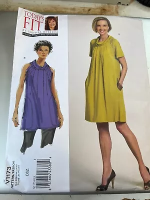 Vogue Pattern V1173 Ms TODAY'S FIT~Sandra Betzina Cowl Neck Pullover Dress~Tunic • $7.50