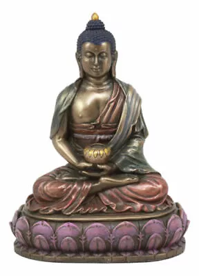 Eastern Enlightenment Meditating Buddha Shakyamuni On Lotus Throne Altar Statue • $32.99