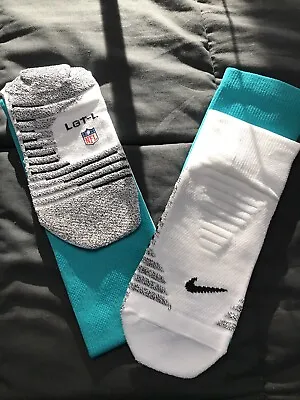 Miami Dolphins Nike Official Uniform Socks Training Facility NEW L Tall Long • $5.99