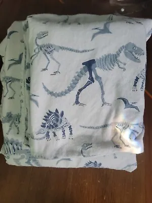 Pottery Barn Dino Bones Sheet Set Full Glow In Dark Dinosaur Flannel 4pc Kids • $65