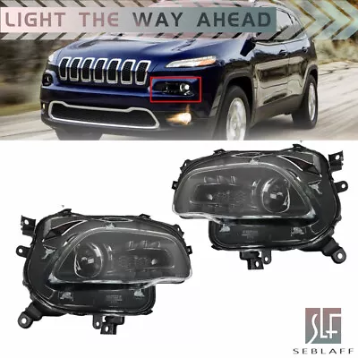 For 2014-2018 Jeep Cherokee Projector Black Headlights Halogen Type Right+Left • $135.05