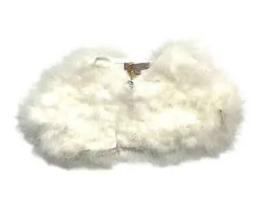 Marabou Shrug Fluffy Ivory Wedding Cape Gem Button 5 To 10 Years RRP £30 • £8.99