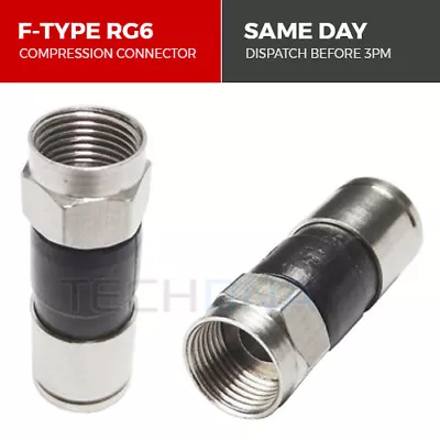 £6.99 • Buy RG6 F Type Compression Connector Coaxial Cable Plug Adapter For Satellite CCTV