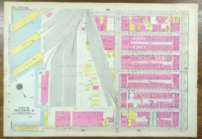 £93.38 • Buy Vintage 1916 WEST SIDE MANHATTAN NEW YORK CITY NY Land Map ~ G.W. BROMLEY