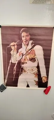 Elvis In Concert In White Jumpsuit Poster 17x22 • $30