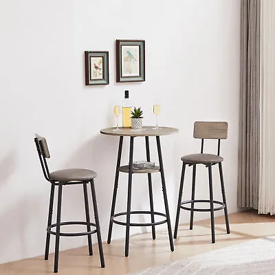 3 Piece Pub Dining Set Round Bistro Table With Chairs Small Bar Table Set • $134.86