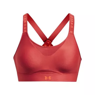 Women's Under Armour UA Infinity High Cross Strap Sports Bra In Red • £18.99