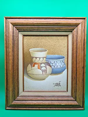Mario Jung Sand Art Painting Signed Textured Navajo Pottery Framed 15 X13  • $69.99