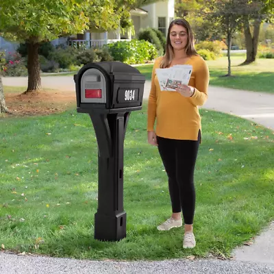 Classic Black / Black Post Mount Mailbox • $118.20