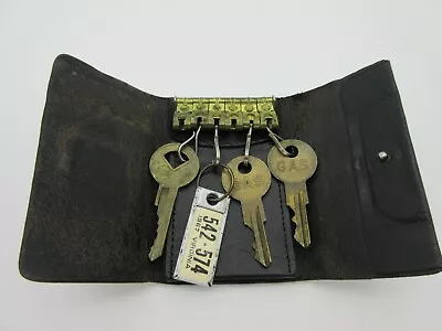 Vintage Leather Folding Key Holder Car Cole H26 Gas Cap Keys Mini VA License Tag • $21.95