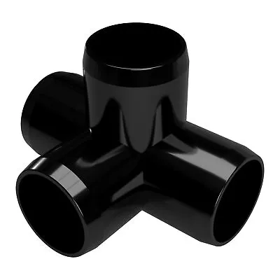 1-1/4  4-Way PVC Tee Fitting Black (4-PK) FORMUFIT Furniture Grade Made In USA • $19.99